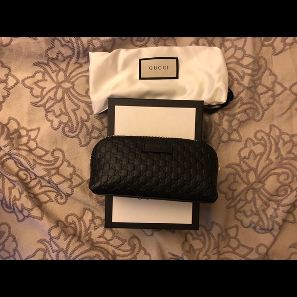 New Gucci GG Guccissima Leather Cosmetic Bag Black - Picture 5 of 5